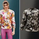 Adult - Floral button shirt with bold rose print