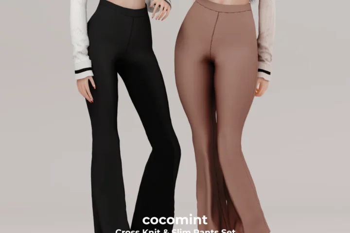 Свитер и брюки для симочек "Cross Knit & Slim Pants Set"