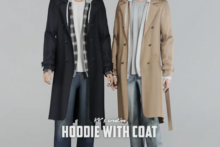 Тренч с худи для симов "Hoodie with coat"