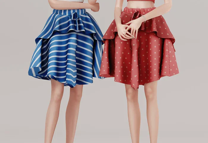 [cocomint] Slim Crop Tee&Tiered Mini Skirt