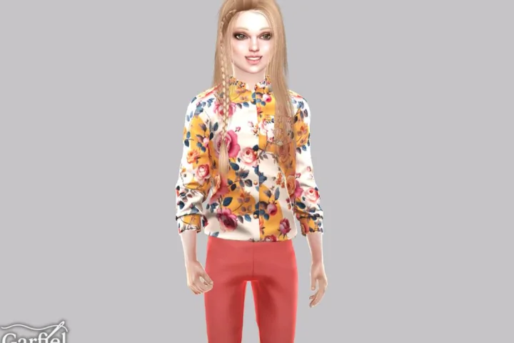 Child - Rose print button shirt with neat pocket detail