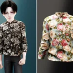 Child - Rose print button shirt with neat pocket detail