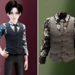 Child - Floral shirt with tailored vest and slim tie