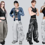 Thrashed Baggy Chain Jeans [F+M set]
