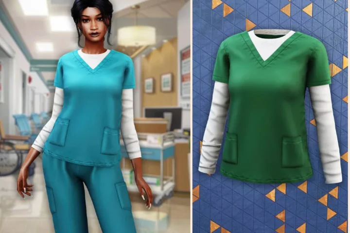 Layered medical scrub top