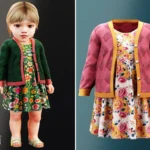 Infant - Floral dress with textured cardigan and contrast trim