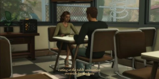eating at the table animation override
