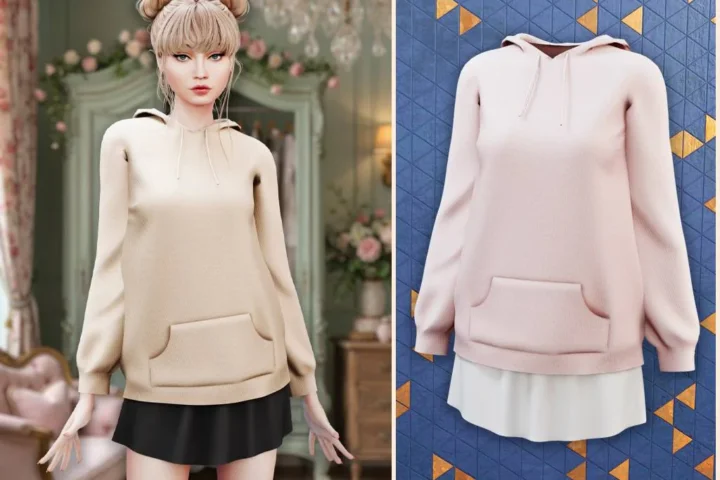 Cozy hoodie and skirt outfit