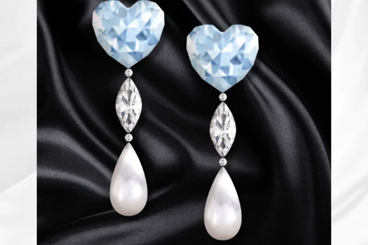 Aquamarine Heart Earrings