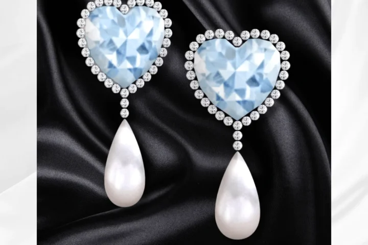 Aquamarine Heart Earrings v2
