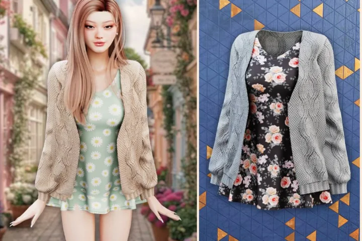 Cozy floral cardigan outfit
