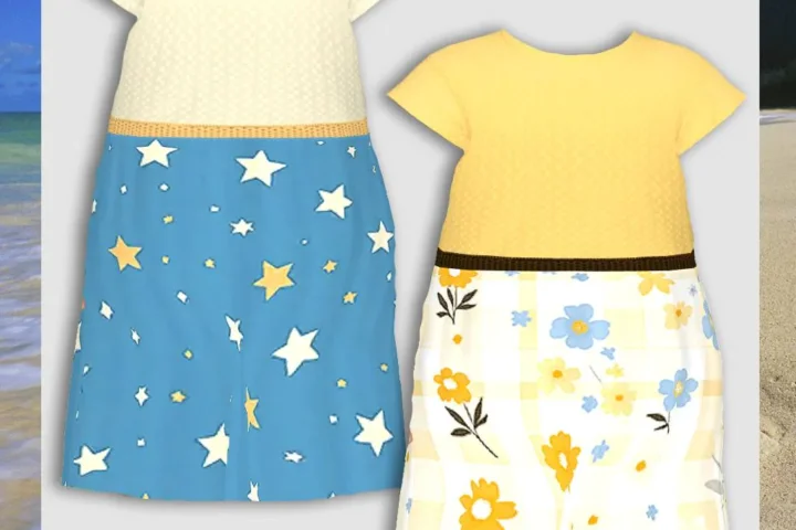 Infants Blue and Yellow Floral Dresses