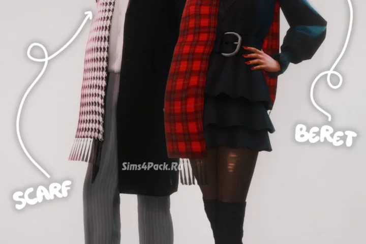 Шарф и берет для симов и симочек "chic winter scarf + beret!"