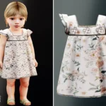 Infant - Soft floral dress with flutter sleeves and trim