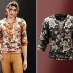 Adult - Layered rose print shirt with rolled sleeves