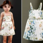 Toddler - Floral scalloped dress with delicate shoulder straps