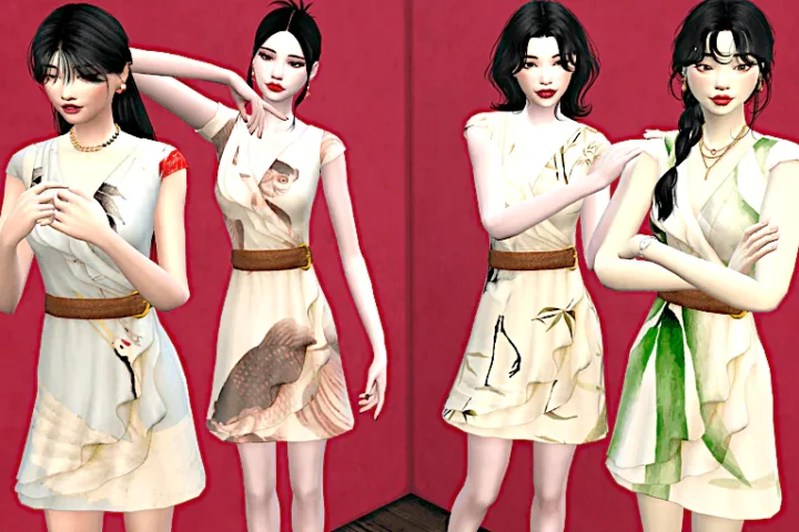Yui Dress - 10 swatches with Japanese prints and a leather belt
