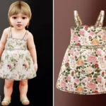 Infant - Rose print sundress with scalloped neckline