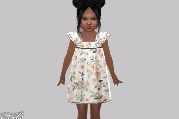 Toddler - Floral flutter dress with embroidered bodice detail