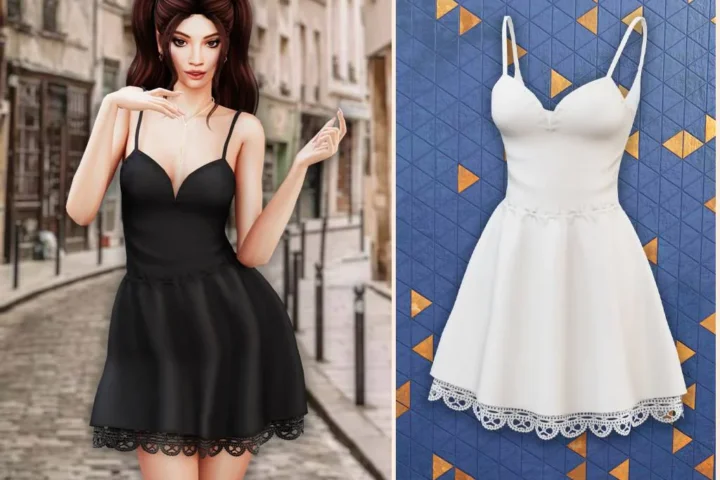 Lace hem sweetheart dress
