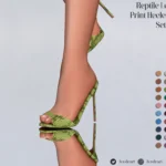 Reptile Leather Print Heeled Shoes Set