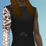A white ink full-arm sleeve tattoo with sacred geometry and mandala patterns, made for dark skin tones.