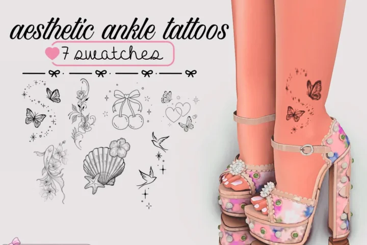 aesthetic ankle tattoos by strawberrysimsgirl
