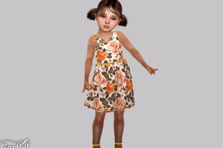 Toddler - Floral sleeveless dress with elegant cutout waist