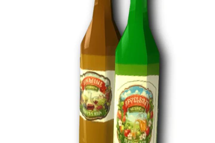A bottle of apple juice or wine