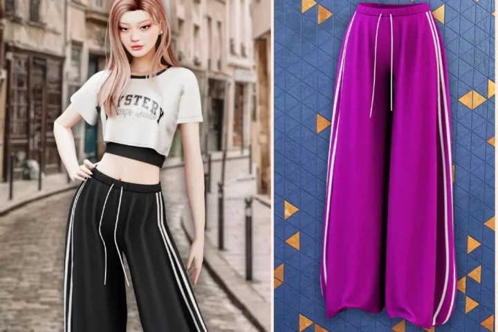 Wide leg track pants