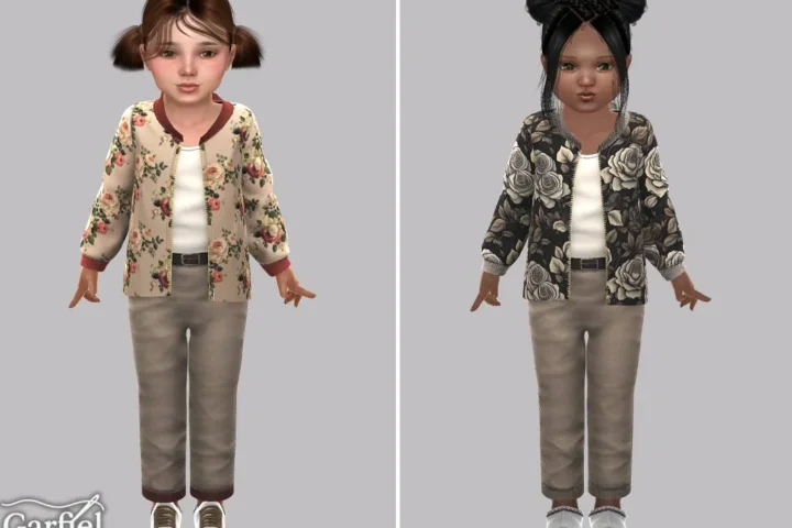 Toddler - Floral bomber jacket set with relaxed straight pants