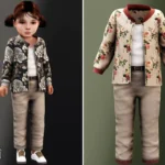 Toddler - Floral bomber jacket set with relaxed straight pants