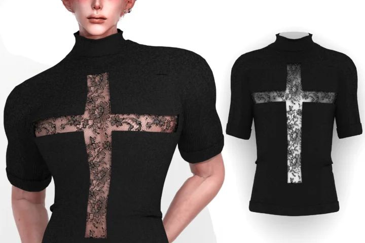[finistudio]Cross-neted blouse