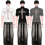 [finistudio]Cross-neted blouse
