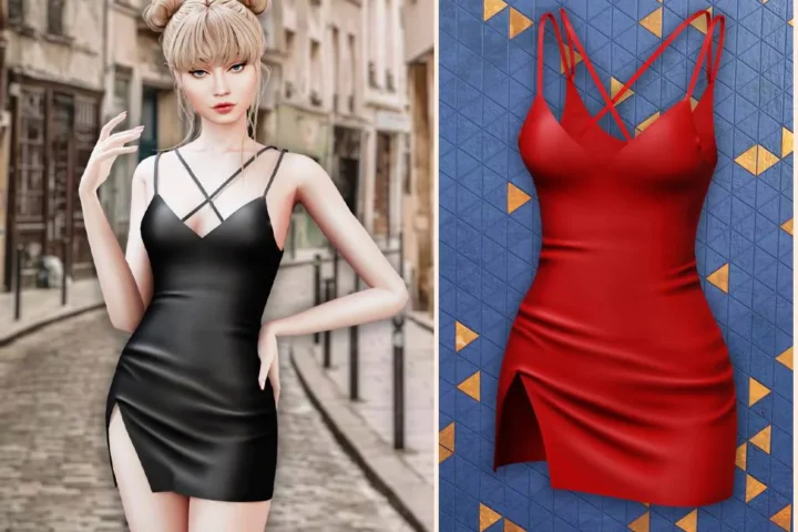 Silken cross mini dress