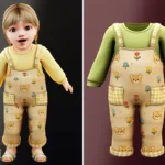 Infant - Bear print overalls with cheerful gingham pockets