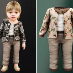 Infant - Floral zip jacket set with tapered ankle pants