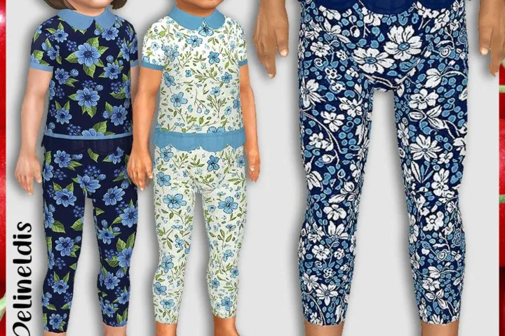 Toddler Floral Blue Summer Leggings