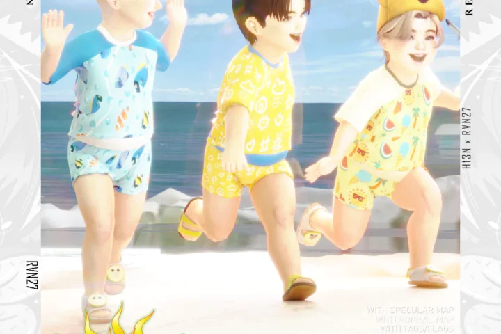 Toddler Fun Pattern Coastal Swim Shirt