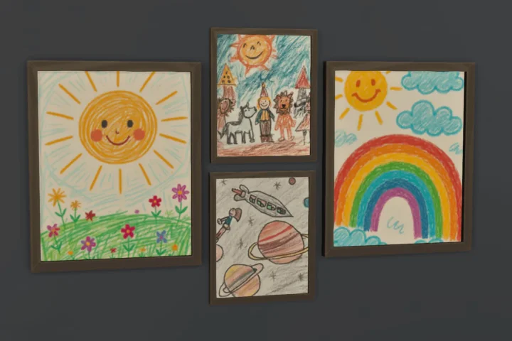 Framed Kids Drawings Part 1