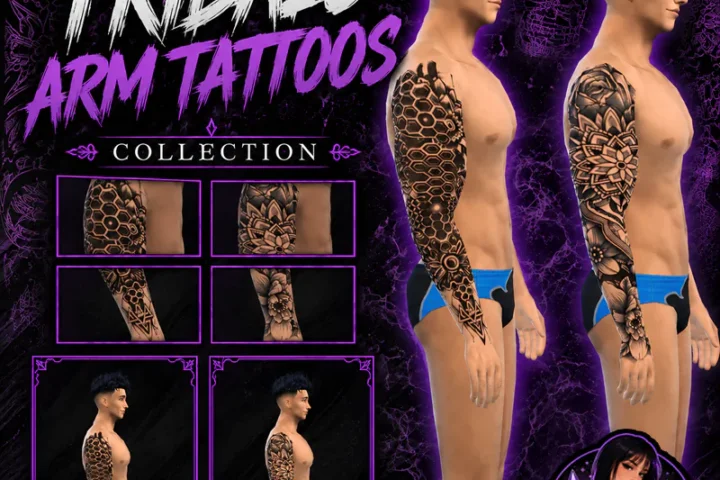 Tribal Arm Tattoos Collection | Tribal Sleeves for Sims 4 (Male)