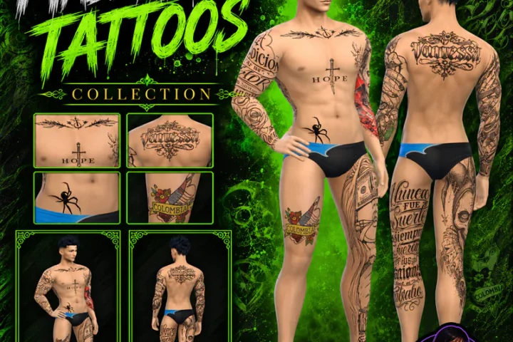 "Maleanteo" Tattoo Collection | Urban Tattoos for Sims 4 (Male) by SoulMica