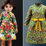 Toddler - Tropical floral coat dress with bright waist bow
