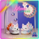 🦊 Pastel Rainbow Kitsune Slippers