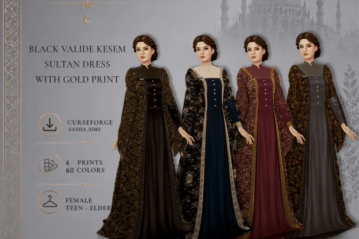 Valide Kesem Sultan Dress with Gold Print