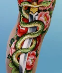 Dagger and snake tattoo