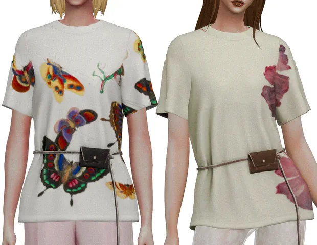 T-shirt And Dangling Bag Belt