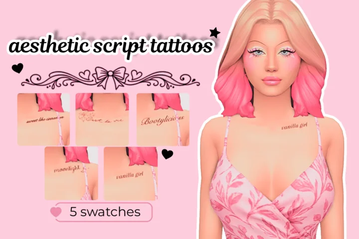 aesthetic script tattoos by strawberrysimsgirl