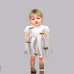 Infant - Puff sleeve dress with scattered bow details