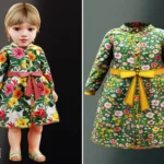 Infant - Tropical flower coat dress with belted bow